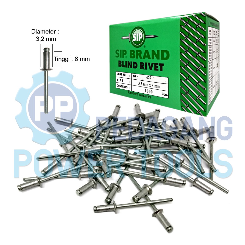 Jual SIP 429 PAKU RIVET 3.2 x 8 MM BLIND RIPET RIFET TEMBAK 1 PAK 1.000 ...