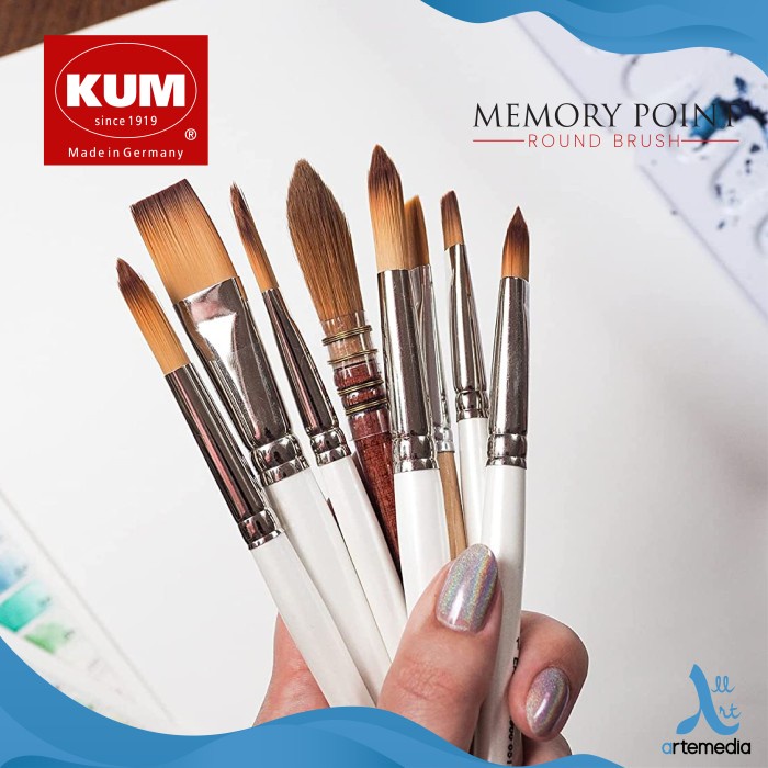 Jual KUM Memory Point Round Synthetic Brush Short Handle Kuas Lukis ...