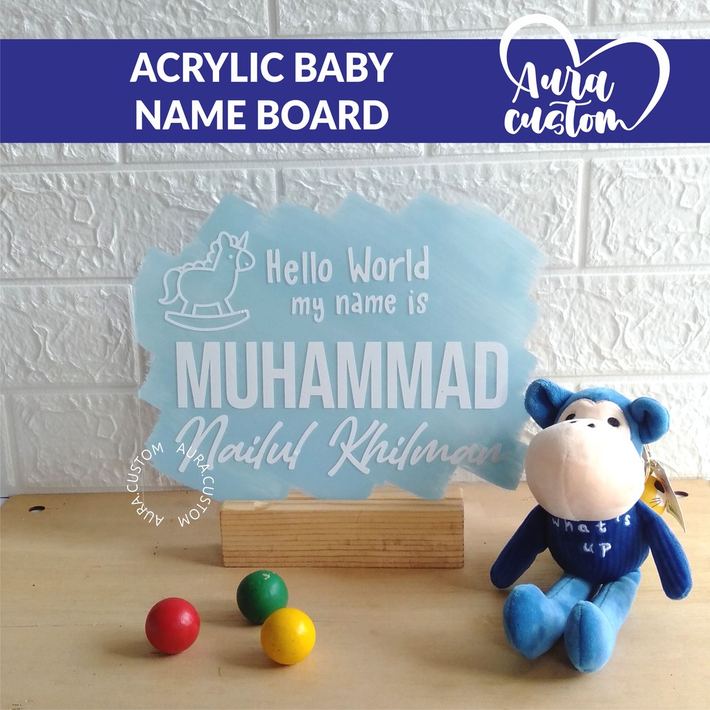 Jual ACRYLIC BABY NAME BOARD SIGN ANNOUNCEMENT Kado Bayi Newborn Nama