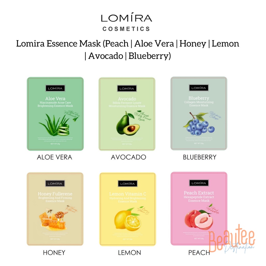Jual Lomira Essence Mask (Peach Aloe Vera Honey Lemon Avocado
