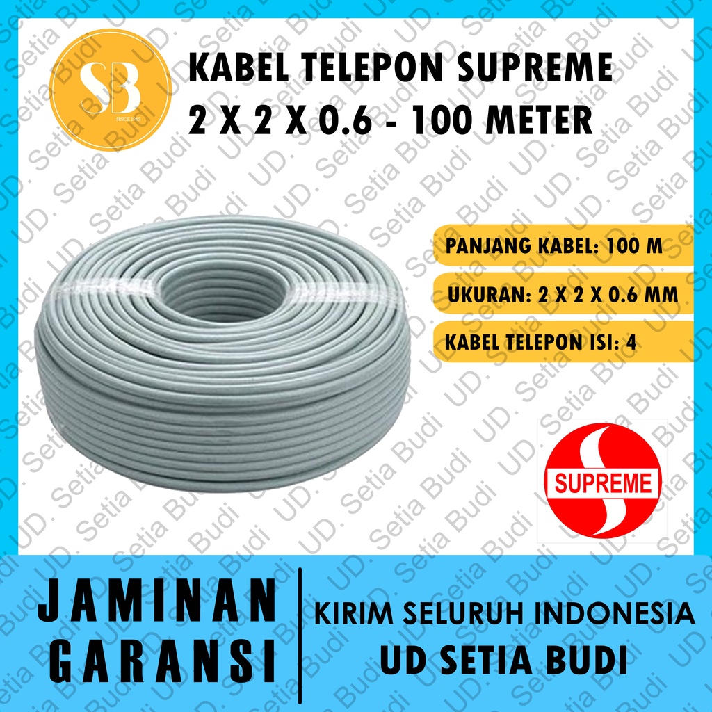 Jual Kabel Telepon Supreme Isi 4 R-VV Ukuran 2 x 2 x 0,6 mm Panjang 200 ...