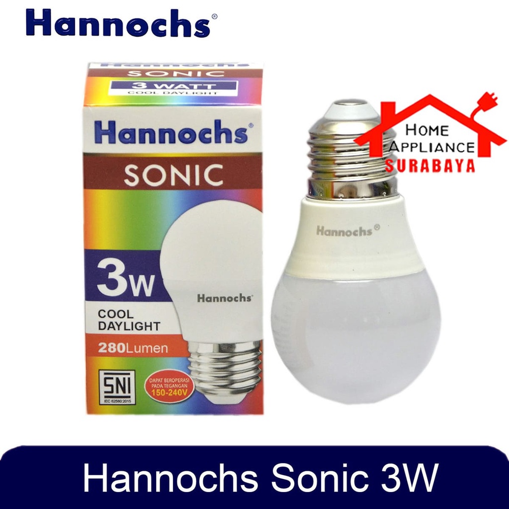 Jual Lampu Bohlam LED Hannochs Sonic 3W 3 Watt Cahaya Putih 6500K ...