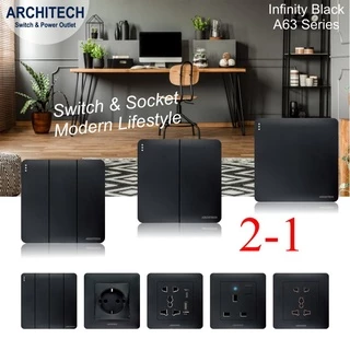 SAKLAR / SAKELAR LAMPU ARCHITECH INFINITY A63 2.1 Black SERIES NEW gabungan
