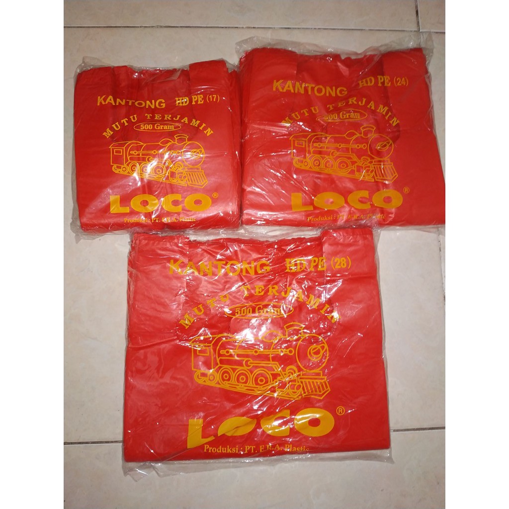 Jual Kantong Plastik Kresek Loco Tebal Merah Ukuran 17 24 28 35 40