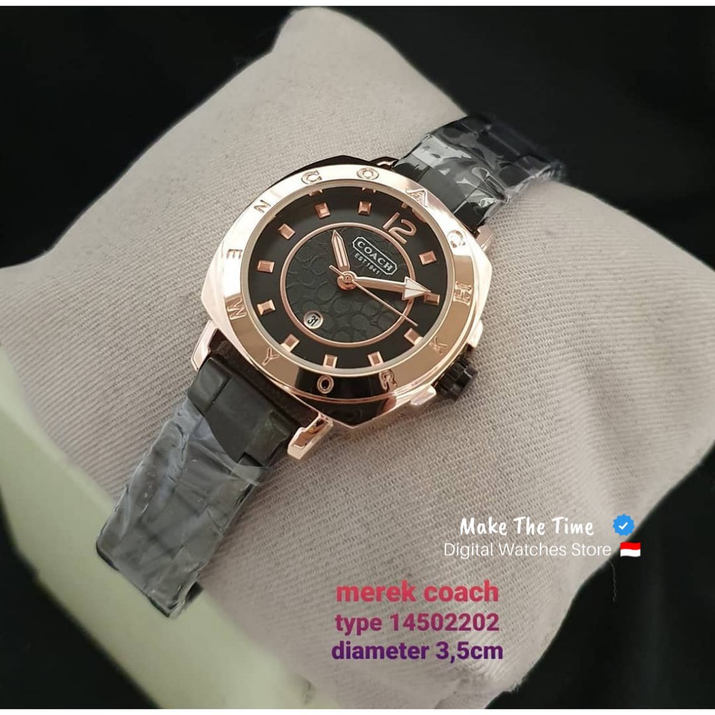 Jam Tangan Cewek Coach Tanggal Aktif Include Box dan Baterai  Cadangan