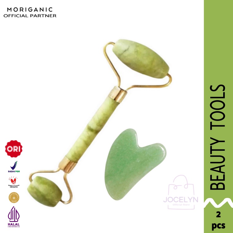 Jual MORIGANIC Beauty Tools Green Guasha & Jade Roller Silent - Alat ...