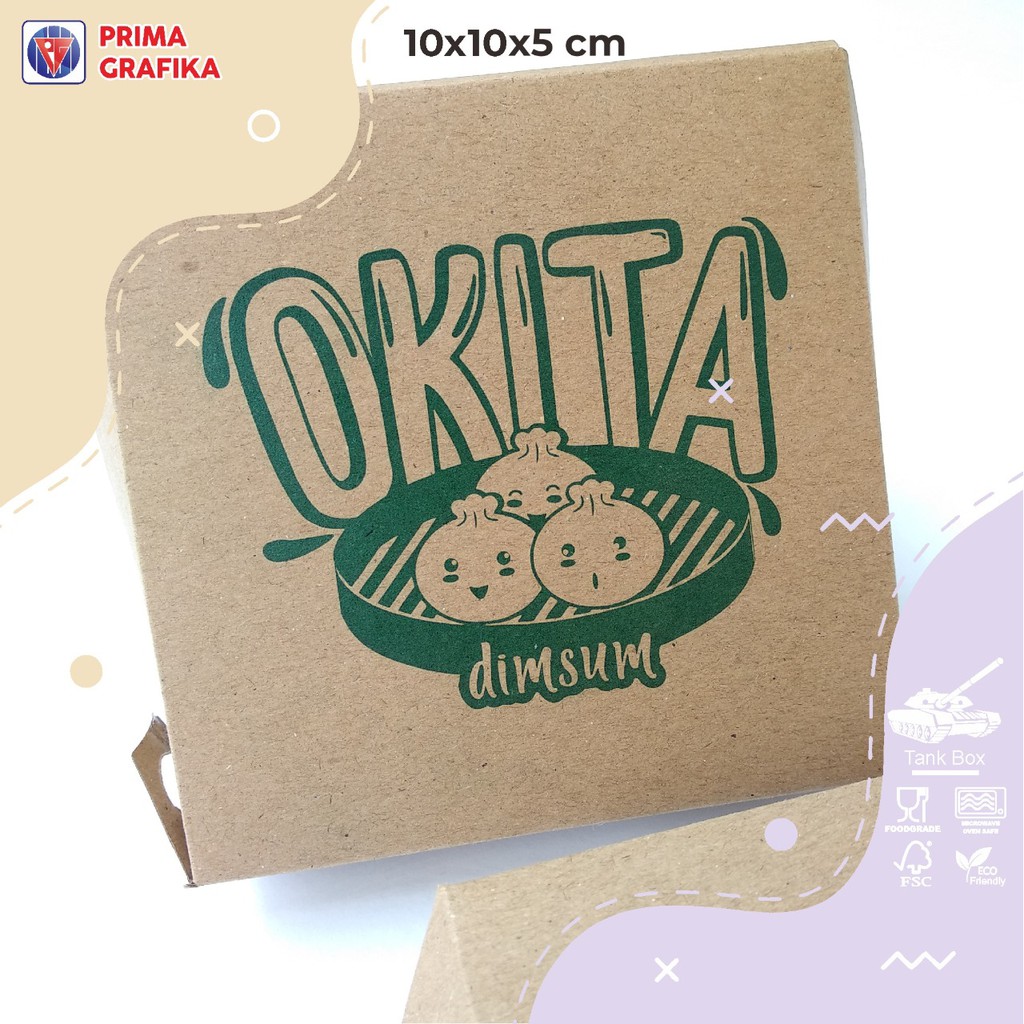 Jual Prima Grafika Box Takoyaki Box Dimsum 10x10x5 Kraft Custom - Mini ...