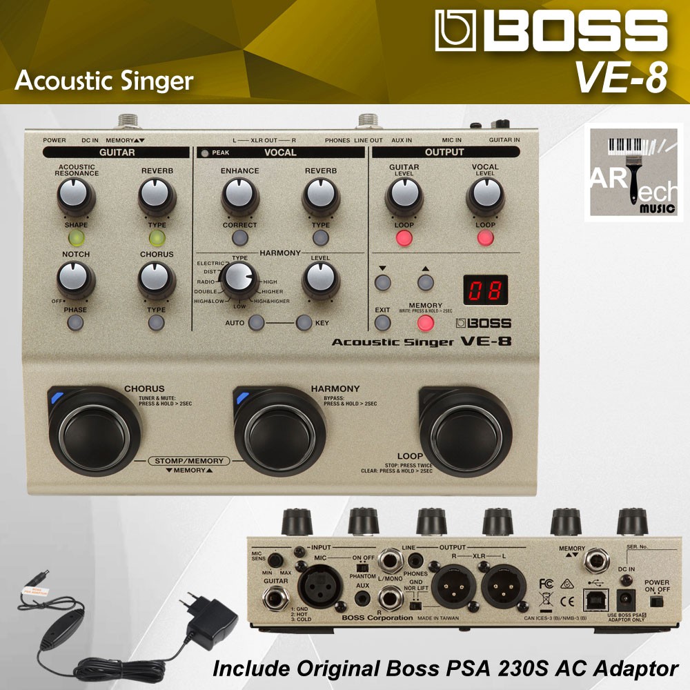 Jual Boss VE 8 Acoustic Singer + Adaptor / VE8 / Effect Jual Boss VE 8 Acoustic Singer + Adaptor / VE8 / Effect