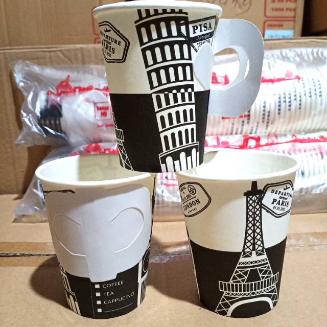 Jual Paper Cup 9oz + Handle / Gelas Kertas Pegangan Gagang / Cup Kopi ...