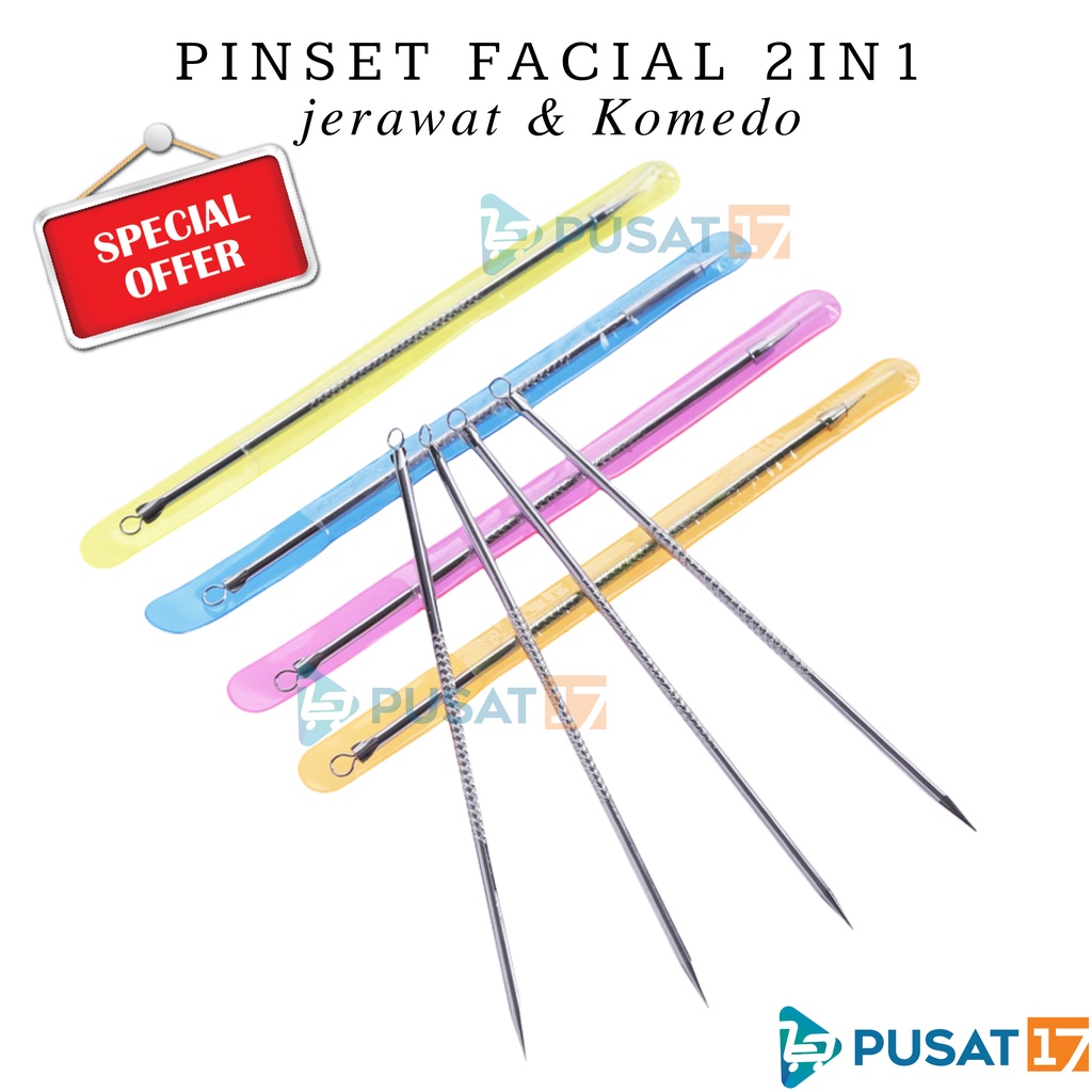 Jual PUSAT17 PINSET KOMEDO 2IN1 ALAT PENCET JERAWAT KOMEDO JARUM