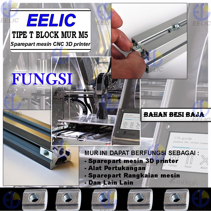 Jual EELIC BMT-BVM5 isi 1 pcs Block mur m5 tipe t sparepart bahan besi ...