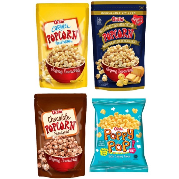 Jual Oishi Aneka Snack Popcorn Caramel belgian butter cheese cokelat