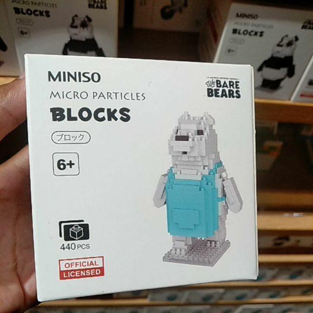 mainan lego building block micro particle 400pcs we bare bears miniso