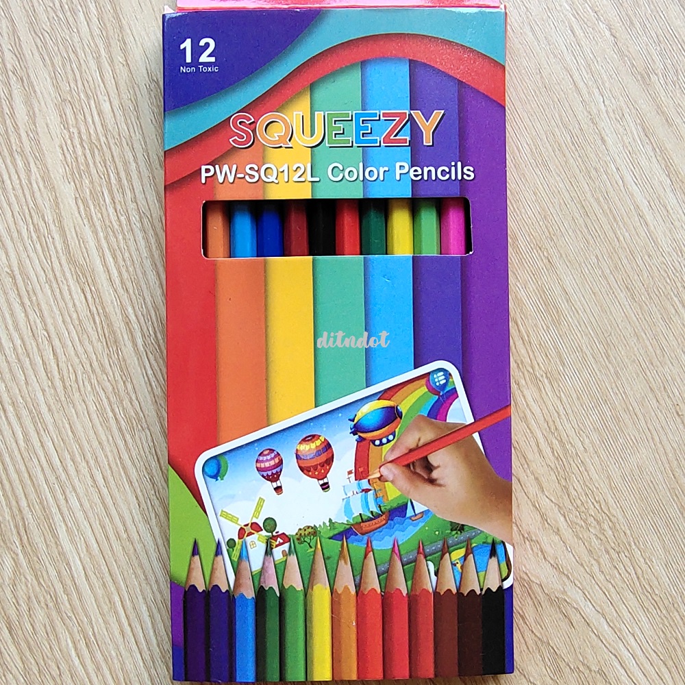 Jual Pensil Warna Squeezy 12 Warna Panjang Squeezy 12 Long Pensil Color