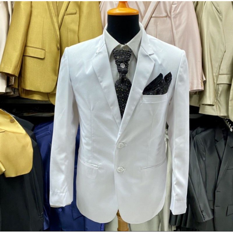 Jual Jas Wisuda Blazer Pria ( Hitam, putih, hitam list ) Jas Formal Jas