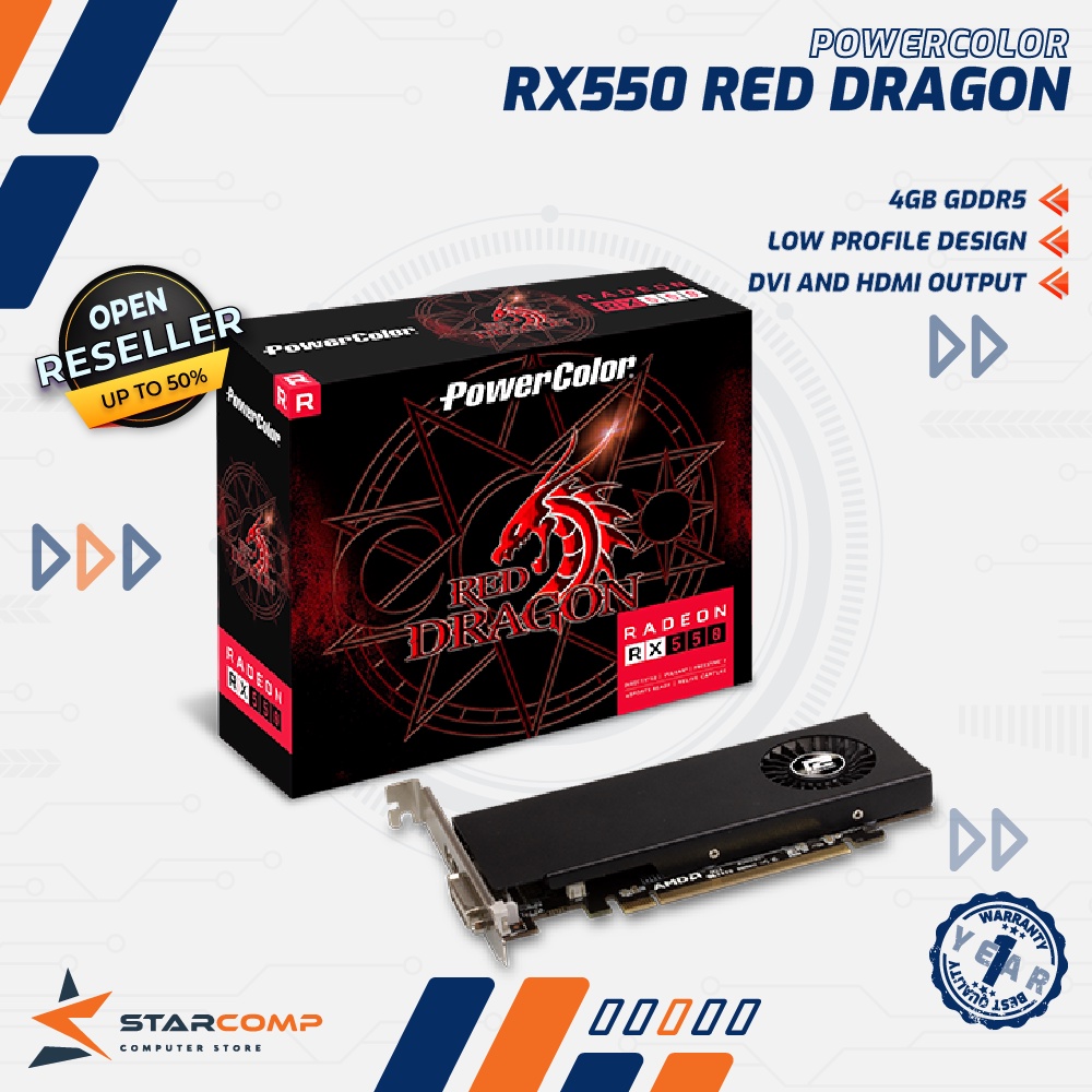 Jual POWERCOLOR RX 550 4GB DDR5 RED DRAGON Low Profile Radeon RX550 ...