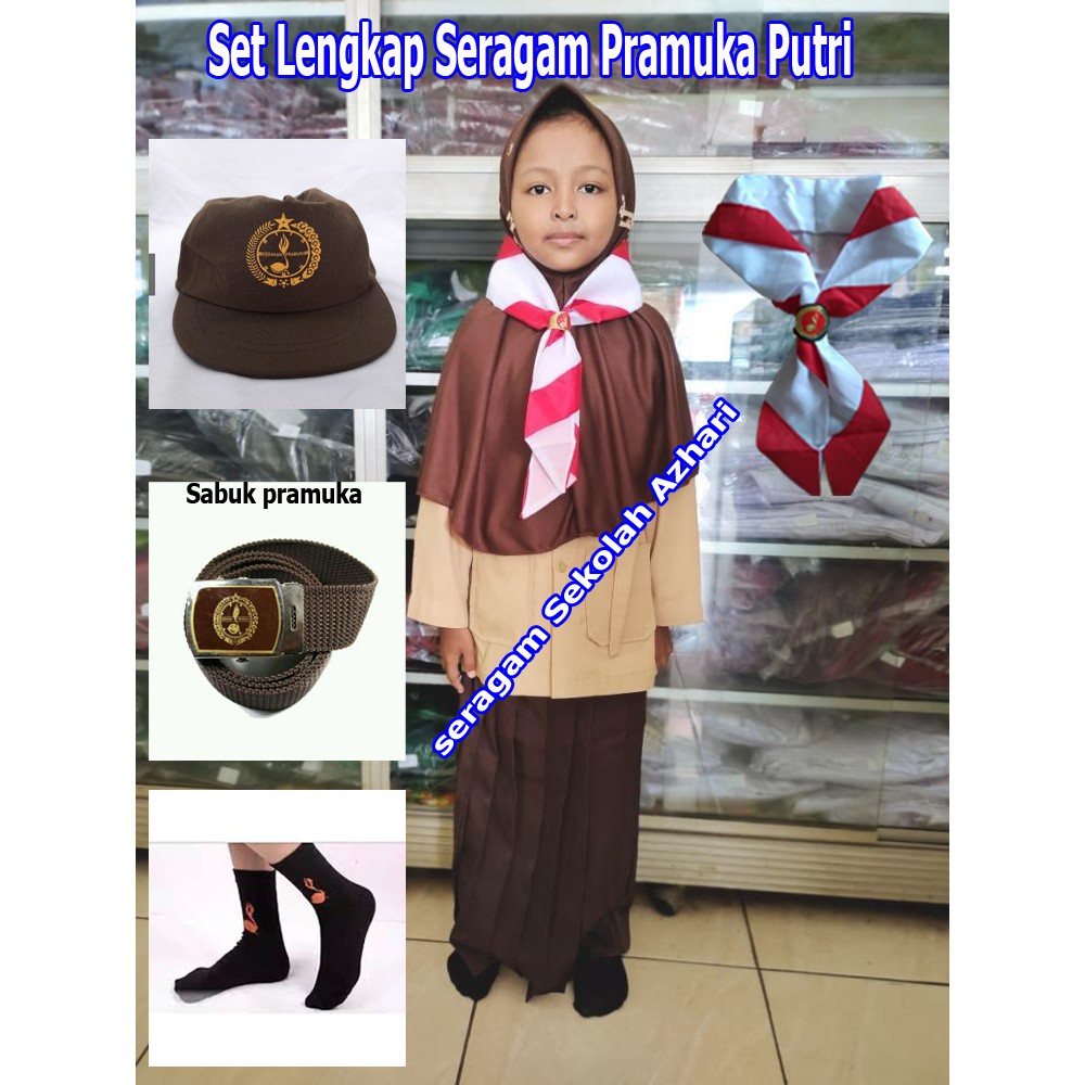 Jual Set SuperLengkap Seragam Pramuka SD Perempuan+Jilbab+Topi Pramuka ...