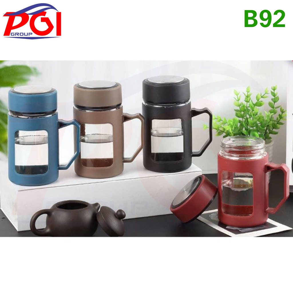 Jual B B00092 Botol Minum Kaca Mug Cangkir Model Gelas Kaca Motif Kotak 500ml Harga 4067