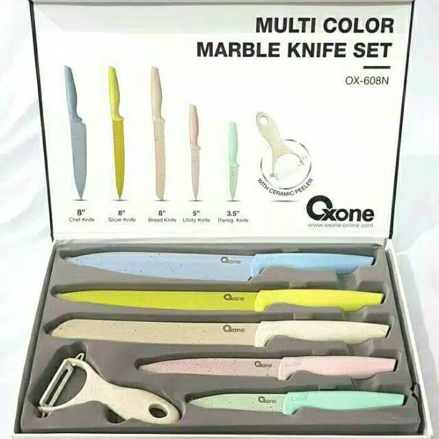 Jual OXONE Pisau Dapur Set - Multi Color Marble Knife Set - OX-608N ...