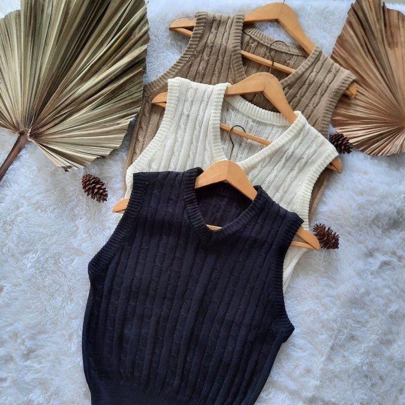 Jual SUETERKU KNIT VEST / CABLE KNIT VEST /ROMPI RAJUT VEST / HONEY ...