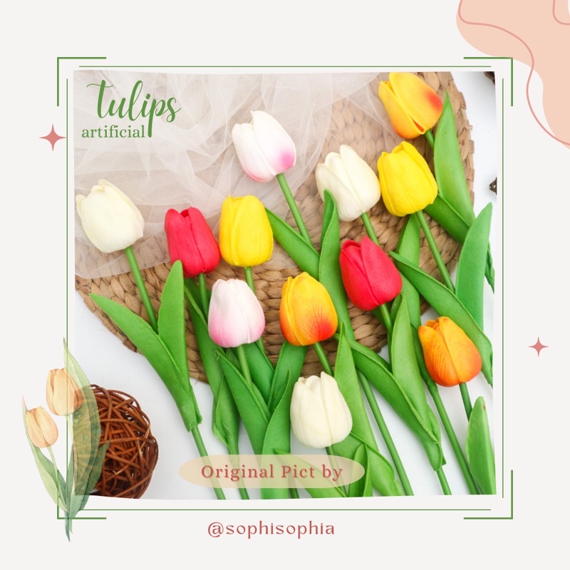 Jual Bunga Tulip Palsu Tulip Artificial Tulip Latex Seperti Asli Hiasan