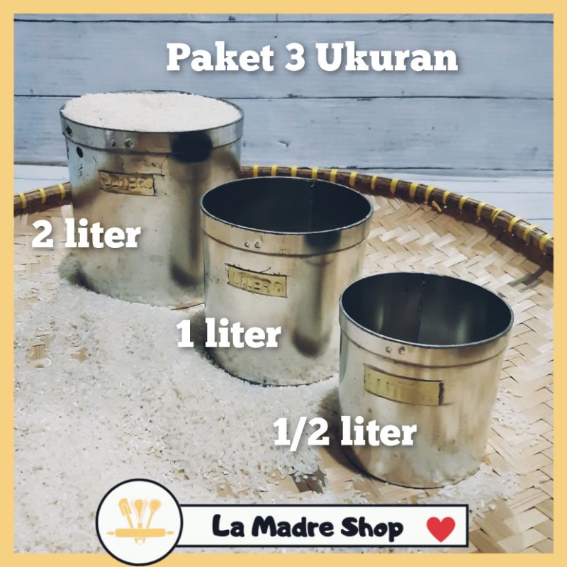 Jual Literan Beras Paket 3 Ukuran 2 Liter 1 Liter And 12 Liter Aluminium Tebal Shopee 0158