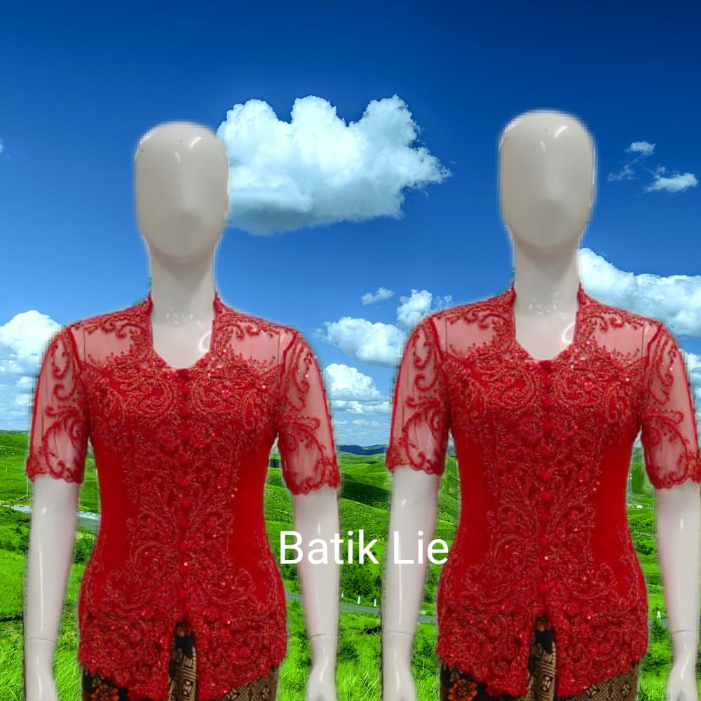 Jual Baju Wisuda Payet Kebaya Setelan kerah Sunda Full Payet Warna Merah  Besama Rok Lilit Atau Rok Plisket | Shopee Indonesia