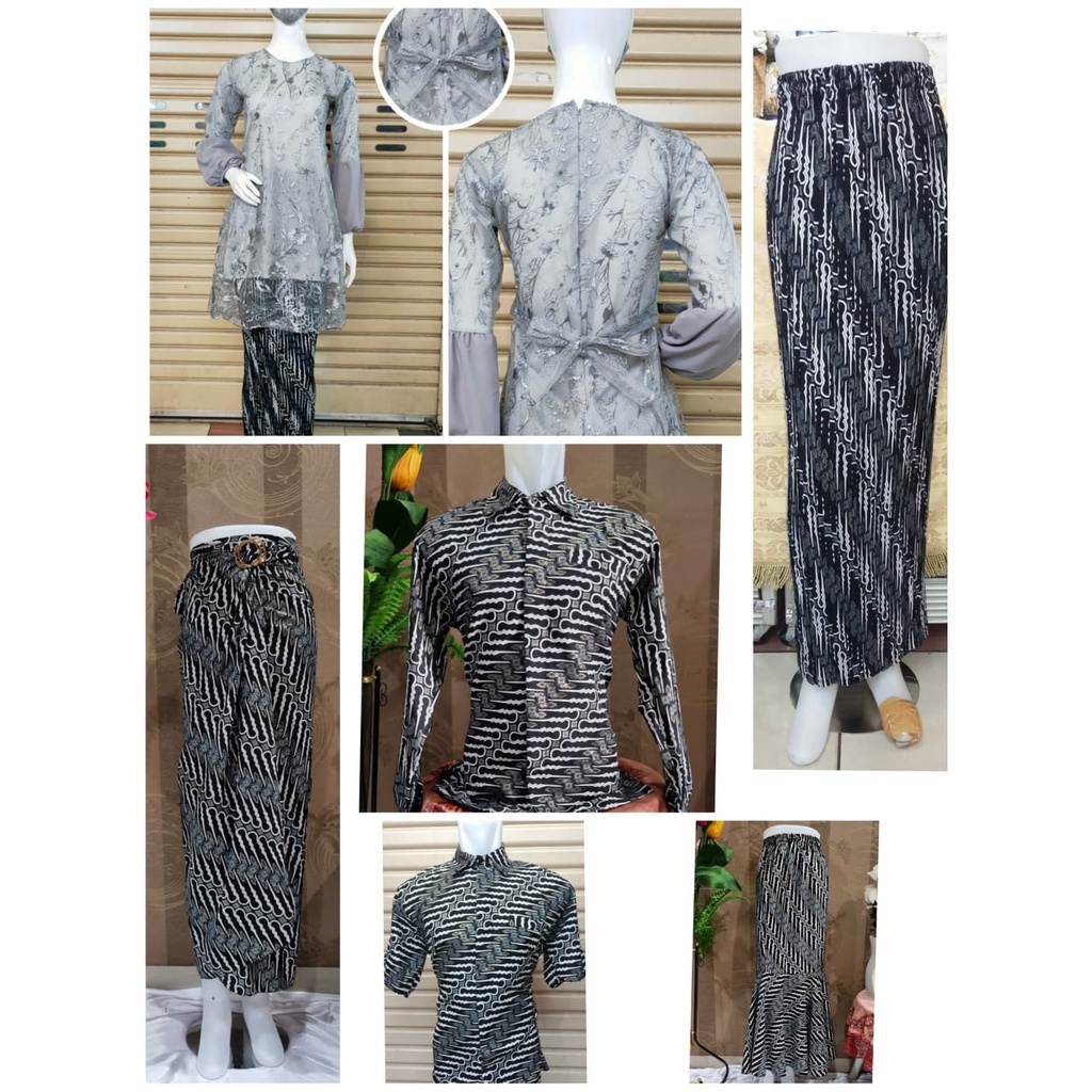 Jual (COD)Set Couple Kebaya Tangan Balon Bahan Tulle - Silver by Keisa ...