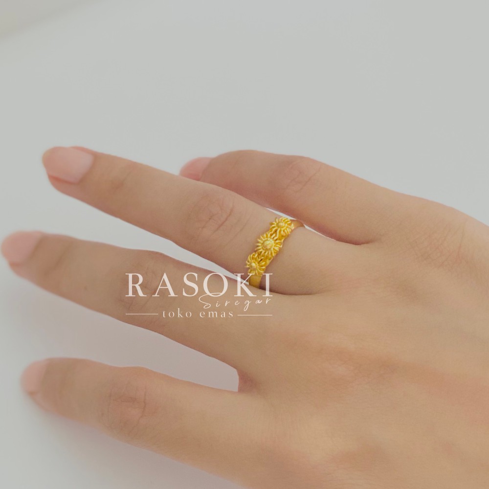 Jual CINCIN EMAS LM BUNGA MATAHARI EMAS LONDON MAS ASLI EMAS TOBA