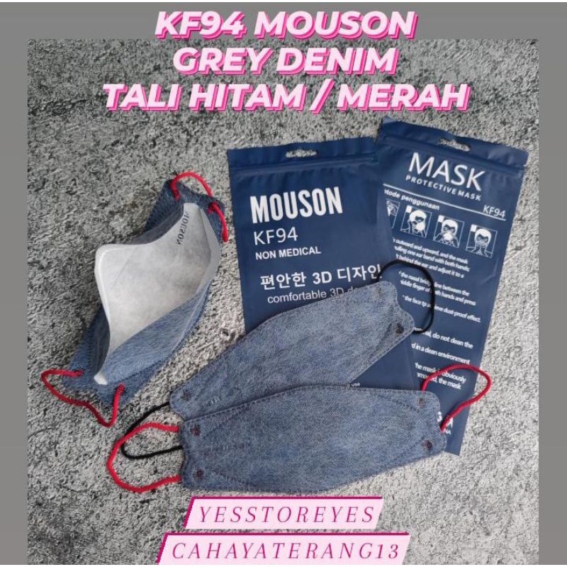 Jual Ready Masker Kf Kf Grey Denim Mouson Tali Hitam Tali Merah Abu