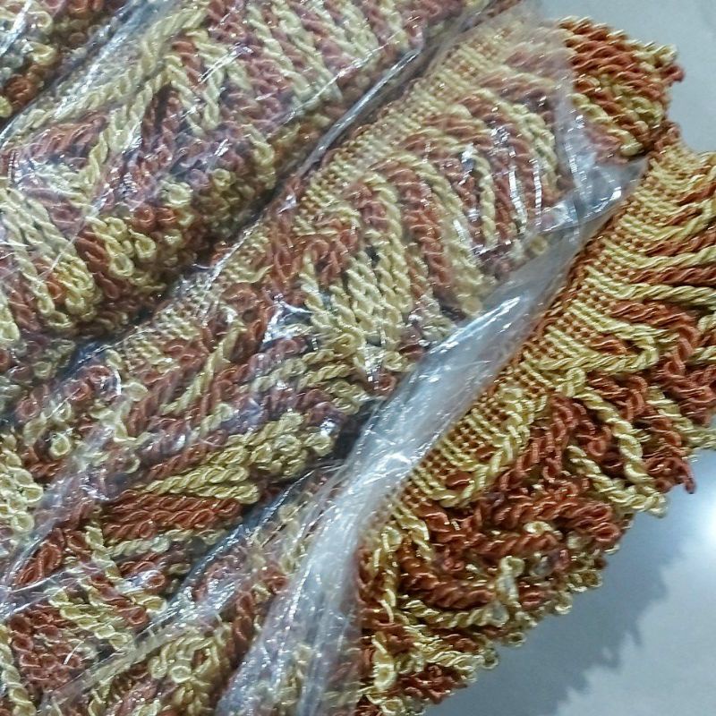 Jual Rumbai Tambang Curly 6 cm Coklat Bata - Emas | Shopee Indonesia