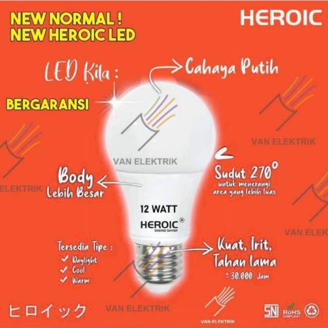 Jual Lampu Led Heroic Bohlam Led Heroic Watt Garansi Tahun Min A Shopee Indonesia