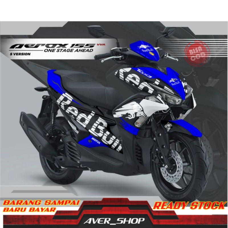 Jual Decal aerox 155 full body motif red bull Striping motor aerox 155
