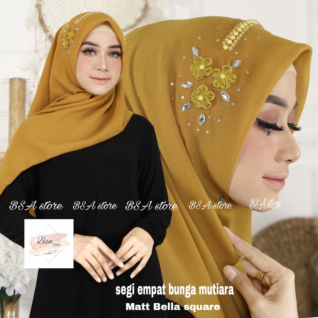 Jual Hijab Segi Empat Payet Bunga Mutiara Jilbab Pesta Hijab Bella Payet Hijab Payet 6584