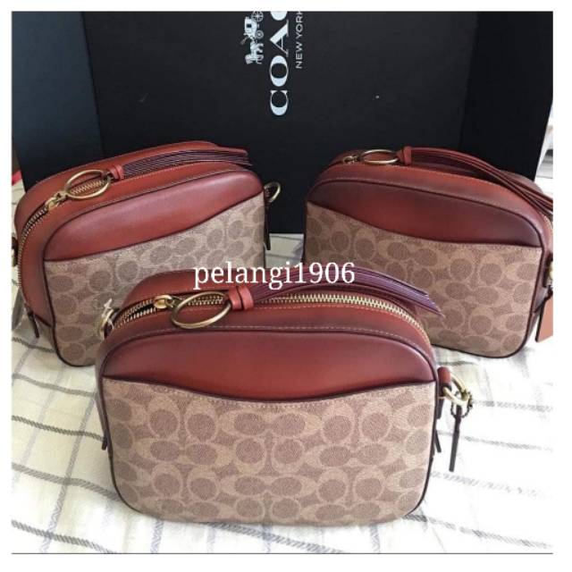 Coach camera bag online tan rust