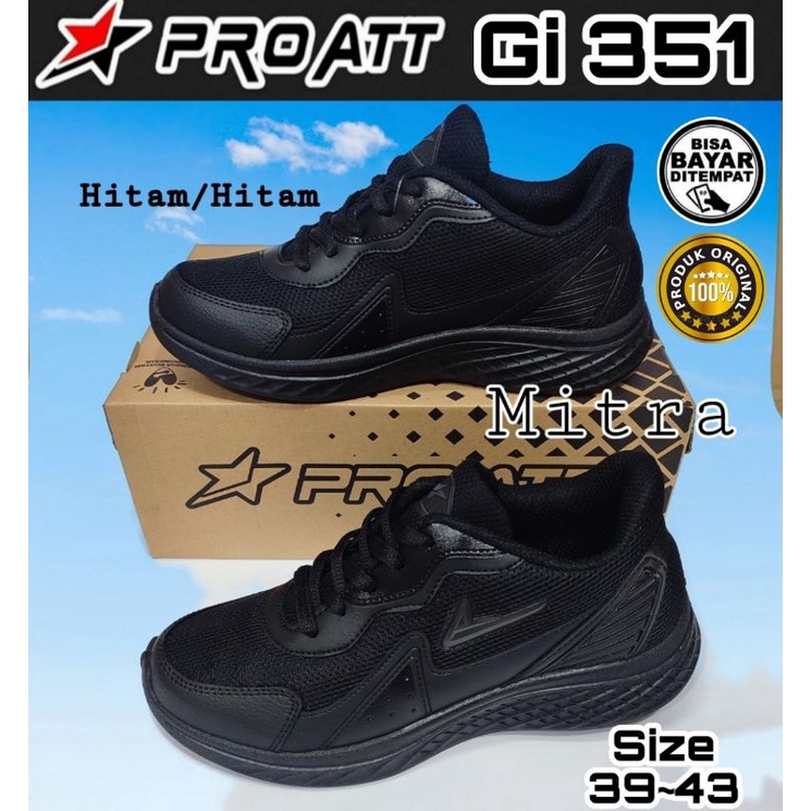 Jual PRO ATT CM 200 Sepatu Sekolah Sneakers Pria Hitam Polos All Black ...