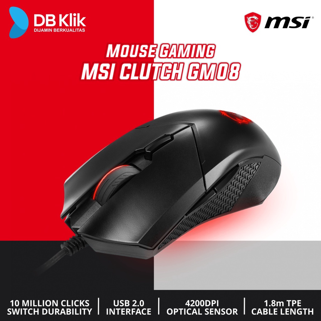 Jual Msi Mouse Gaming Clutch Gm08 Wired 4200Dpi - Clutch Gm 08 | Shopee ...
