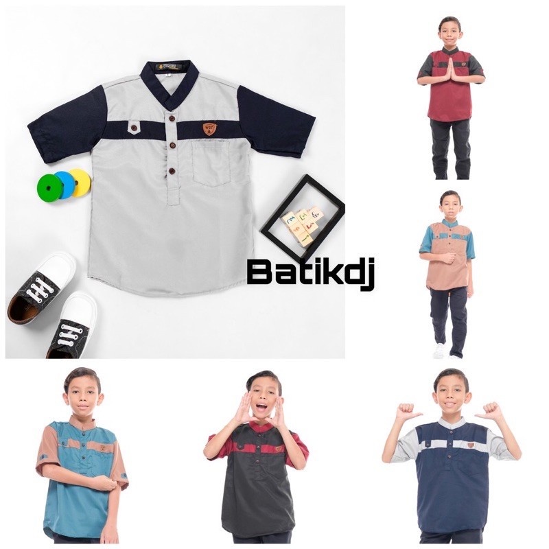 Jual baju Koko anak usia 5 Sampek 11 tahun kemeja Agam model lengan