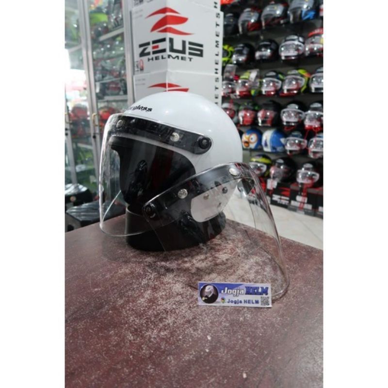 Jual Visor flat bogo bening retro model venom open / kaca datar Helm