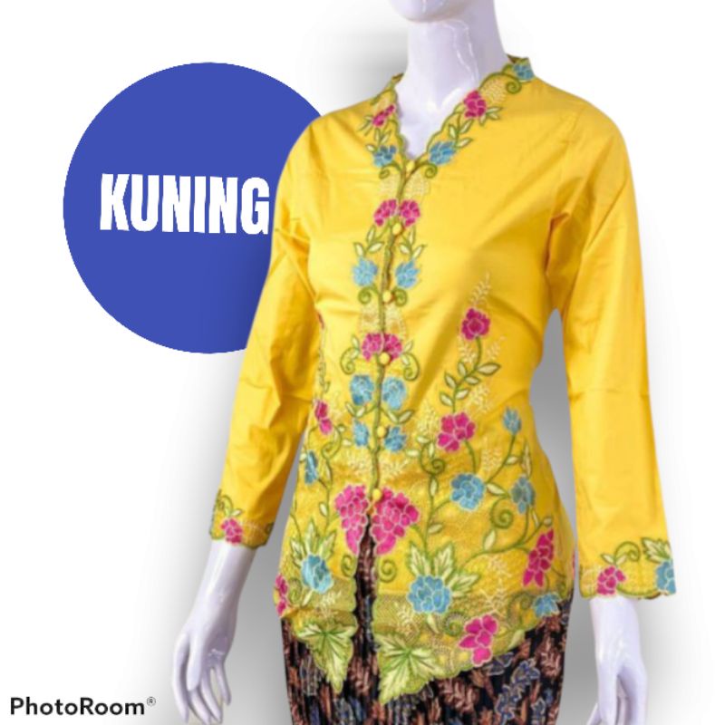 Jual Kebaya Encim Bordir Bunga Warna Tangan Pnjang Kebaya