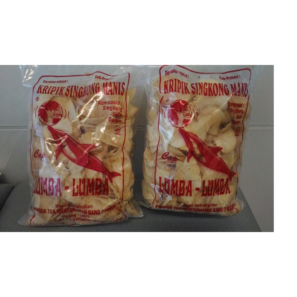 Jual Keripik Singkong Plus Bubble Dus Cap Lumba Lumba Manis Asin 500