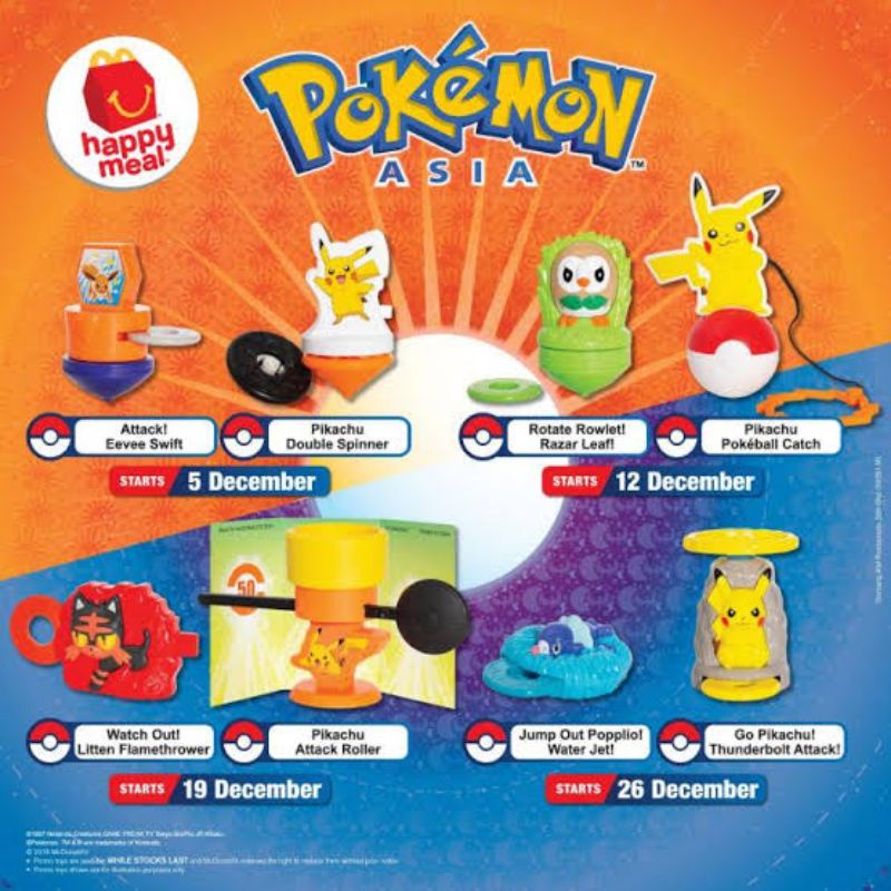 Jual happy meal pokemon asia poplio litten mainan mcd satuan new segel