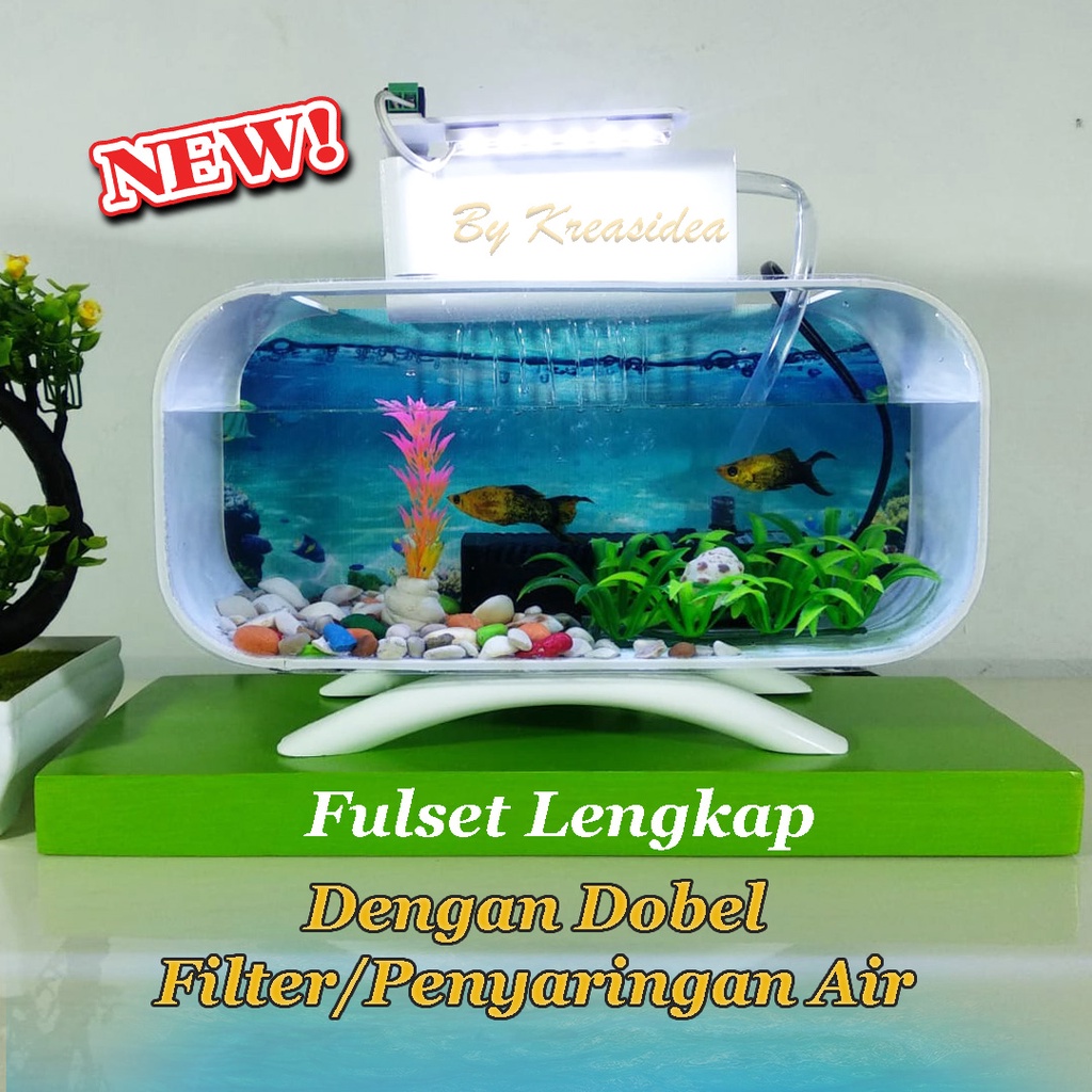 Jual Aquarium Mini Lengkap Dengan Pompa Dan Filter Plus Batu Rumput ...