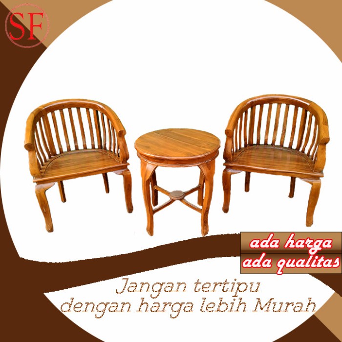 Jual Kursi Kayu Mebel Set Bangku Kursi Teras Betawi Cantik Kayu Jati