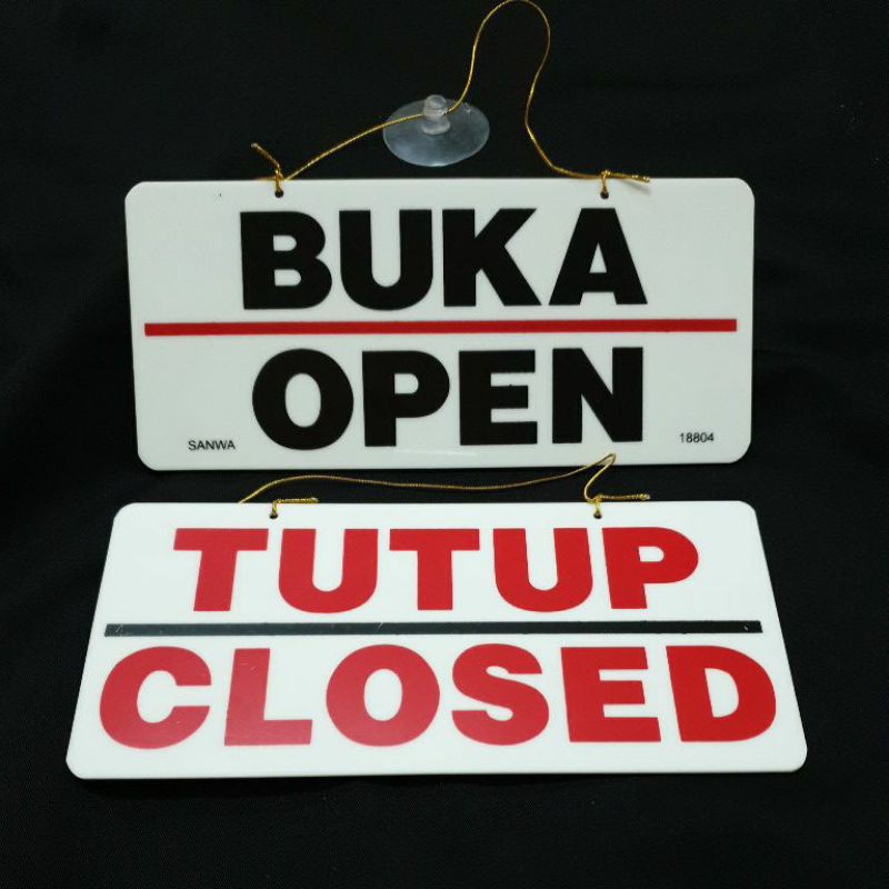 Jual Sign Label BUKA TUTUP OPEN CLOSE Acrylic Sticker Board Tanda Ruang ...