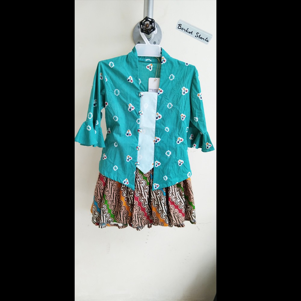 Jual Setelan Batik Anak Perempuan/Kutubaru Jumputan Biru Lengan Bel Rok ...