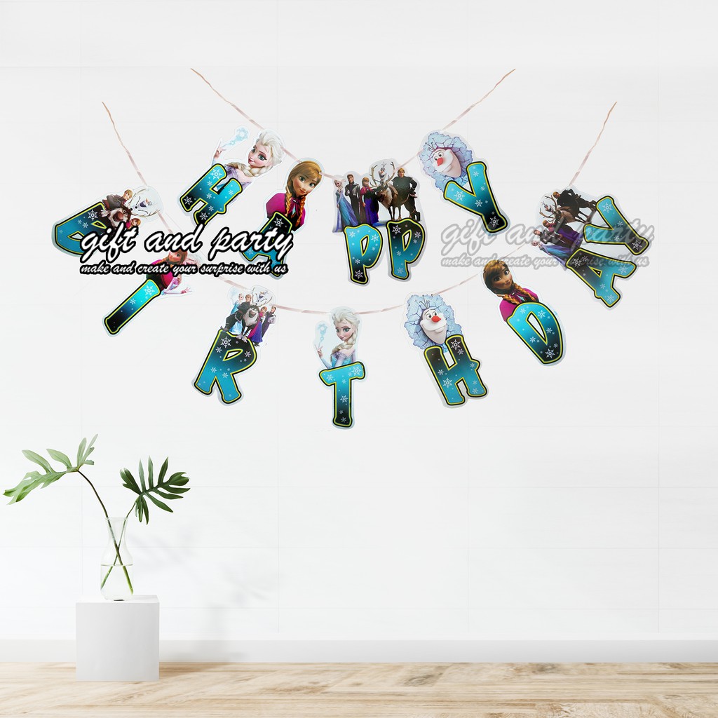 Jual Banner HBD Frozen #2 / Bunting Flag Frozen / Banner Karakter ...