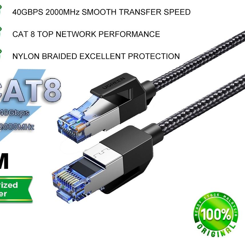 Jual Ugreen Kabel Ethernet CAT8 40Gbps 2000MHz CAT 8 Bahan Nilon Untuk ...