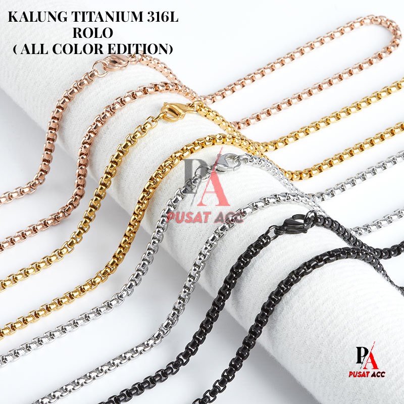 Jual KALUNG TITANIUM ROLO MCI RANTAI IMPORT PREMIUM 316L STAINLESS ANTI ...