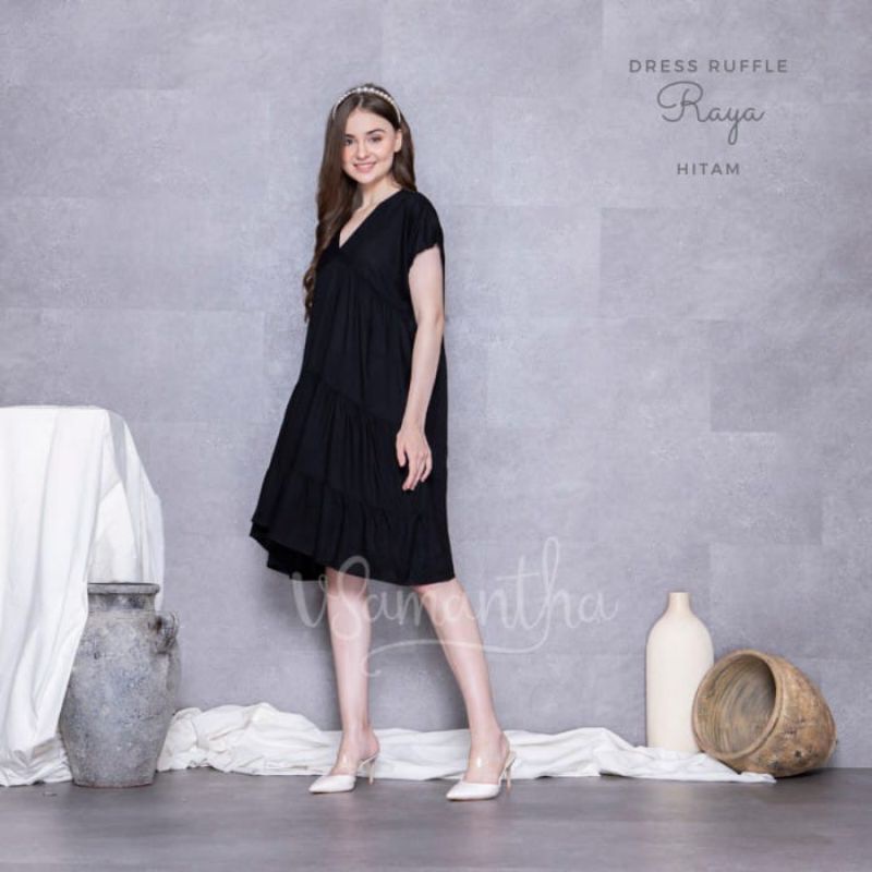 Jual Home Dress Ruffle Raya - Hitam | Shopee Indonesia